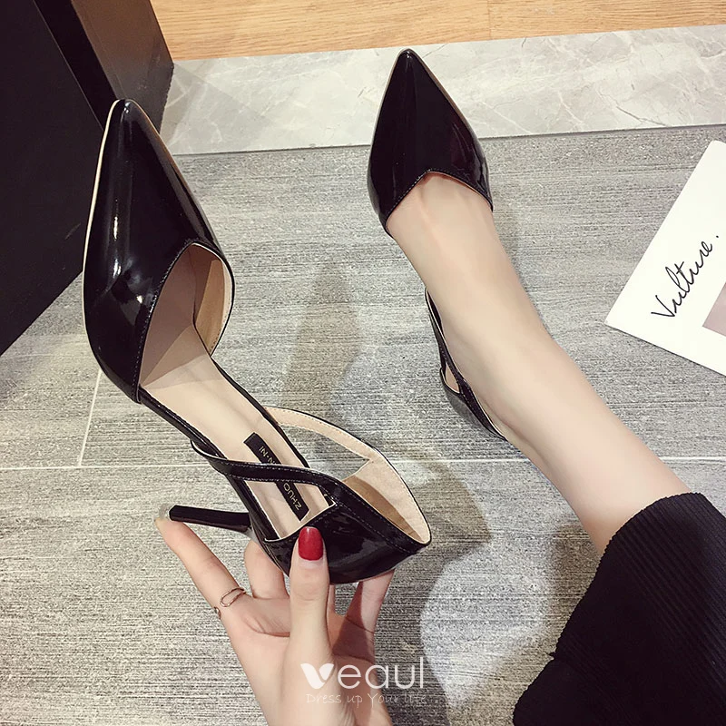 Affordable Black Casual Womens Shoes 2020 9 cm Stiletto Heels Pointed Toe Heels