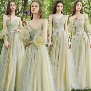 Chic Belle Vert Cendré Perle En Dentelle Fleur Robe Demoiselle D Honneur 2021 Princesse De L 039 Épaule Manches Courtes Dos Nu Longue Demoiselle D Honneur Robe Pour Mariage