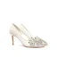 Stilig Elfenben Spets Rhinestone Brudskor 2020 8 cm Stilettklackar Spetsiga Bröllop Pumps
