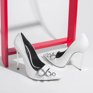 Chic Belle Ivoire Vêtement De Rue Escarpins 2020 Cuir Verni 10 Cm Talons Aiguilles À Bout Pointu Escarpins