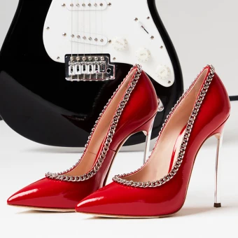 Chic Beautiful Red Evening Party Pumps 2020 Patent Leather 10 Cm Stiletto Heels Pointed Toe Pumps