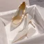 Charmig Silver Paljetter Brudskor 2020 Spets 9 cm Stilettklackar Spetsiga Bröllop Pumps