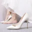 Classy Ivory Satin Rhinestone Wedding Shoes 2020 10 cm Stiletto Heels Pointed Toe Wedding Pumps