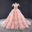 Luxury / Gorgeous Lovely Candy Pink Sequins Wedding Dresses 2023 Ball Gown Scoop Neck Sleeveless Backless Cascading Ruffles Chapel Train