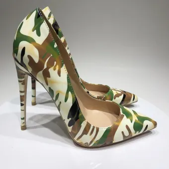 Amazing Unique Multi Colors Camouflage Street Wear Pumps 2020 Patent Leather 12 Cm Stiletto Heels Pointed Toe Pumps