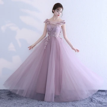 Chic Beautiful Blushing Pink Prom Dresses 2018 A Line Princess Appliques Scoop Neck Backless Sleeveless Floor Length Long Formal Dresses