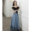 Chic / Belle Noire Noeud Robe De Bal 2021 Princesse Bretelles Spaghetti Manches Courtes Dos Nu Longue Promo Robe De Ceremonie