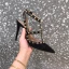 Schöne Schwarz Abend Niet Sandalen Damen 2020 8 cm Stilettos Spitzschuh Sandaletten
