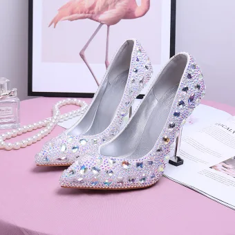 Sparkly Multi Colors Rhinestone Wedding Shoes 2020 9 Cm Stiletto Heels Pointed Toe Wedding Pumps