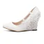 Élégant Ivoire Promo En Dentelle Chaussures Femmes 2020 Perle Faux Diamant À Bout Pointu 8 cm Compensées