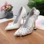 Elegante Ivoor Multi-Kleuren Rhinestone Bruidsschoenen 2020 Appliques Kant Bloem 9 cm Naaldhakken / Stiletto Spitse Neus Huwelijk Pumps