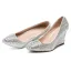Scintillantes Argenté Club de carnaval Faux Diamant Chaussures Femmes 2020 8 cm Compensées À Bout Pointu