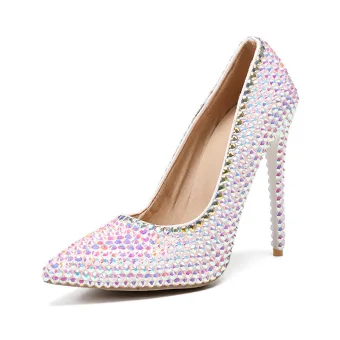 Charmant Multi Couleurs Faux Diamant Soirée Escarpins 2020 11 Cm Talons Aiguilles À Bout Pointu Escarpins