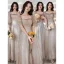 Elegant Grey Lace Star Bridesmaid Dresses 2021 A-Line / Princess Square Neckline Bow Short Sleeve Backless Floor-Length / Long Bridesmaid Wedding Party Dresses