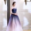 Chic / Belle Dégradé De Couleur Robe De Soirée 2018 Princesse En Dentelle Fleur Bustier Dos Nu Sans Manches Longue Robe De Ceremonie