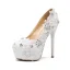 Fashion Ivory Wedding Shoes 2020 Rhinestone Lace Flower 14 cm Stiletto Heels Round Toe Wedding Pumps