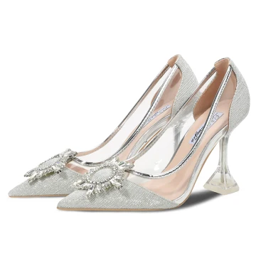 Sexy Silver Street Wear Glitter Pumps 2020 Crystal Rhinestone 9 Cm Stiletto Heels Pointed Toe Pumps