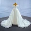 Illusion High-end Ivory Beading Pearl Wedding Dresses 2021 A-Line / Princess Scoop Neck Glitter Sleeveless Sequins Cathedral Train Wedding