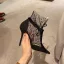 Sexy Black Street Wear Lace Womens Sandals 2020 Bow Ankle Strap 9 cm Stiletto Heels Pointed Toe Pumps