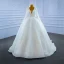 High-end Sparkly Ivory Pearl Wedding Dresses 2021 Ball Gown Handmade  Beading Rhinestone Sequins V-Neck Long Sleeve Court Train Wedding