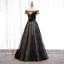 Élégant Noire Robe De Soirée 2020 Princesse De l'épaule Perlage Cristal Paillettes En Dentelle Fleur Manches Courtes Dos Nu Longue Robe De Ceremonie