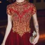 Classy Burgundy Evening Dresses  2020 A-Line / Princess Scoop Neck Beading Rhinestone Lace Flower Short Sleeve Backless Floor-Length / Long Formal Dresses