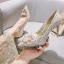 Charming Champagne Wedding Shoes 2020 Pearl Rhinestone Lace Flower 8 cm Stiletto Heels Pointed Toe Wedding Pumps