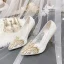 Charming Ivory Lace Wedding Shoes 2020 Leather Pearl Rhinestone 10 cm Stiletto Heels Pointed Toe Wedding Pumps