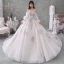 Luxury / Gorgeous Ivory Wedding Dresses 2020 Ball Gown Off-The-Shoulder Beading Crystal Sequins Long Sleeve Backless Royal Train