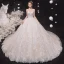 Charming Ivory Wedding Dresses 2020 Ball Gown Strapless Sequins Lace Flower Sleeveless Backless Royal Train