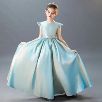 Modern Fashion Sky Blue Sash Birthday Flower Girl Dresses 2021 A Line Princess Scoop Neck Backless Bow Sleeveless