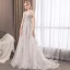 Élégant Gris Robe De Soirée 2018 Princesse En Dentelle Étoile Perlage Bretelles Spaghetti Dos Nu Sans Manches Train De Balayage Robe De Ceremonie