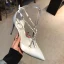 Charmant Ivoire Cocktail Chaussures Femmes 2020 Perle X-Strap 10 cm Talons Aiguilles À Bout Pointu Talons