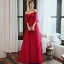 Charmant Bordeaux Robe De Soirée 2020 Princesse De l'épaule Perlage Paillettes En Dentelle Fleur 1/2 Manches Dos Nu Longue Robe De Ceremonie