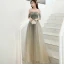 Elegant Army Green Evening Dresses  2020 A-Line / Princess Spaghetti Straps Beading Sequins Short Sleeve Backless Floor-Length / Long Formal Dresses