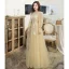 Chic / Beautiful Yellow Prom Dresses 2020 A-Line / Princess Scoop Neck Lace Flower Appliques Sequins Long Sleeve Backless Floor-Length / Long Formal Dresses