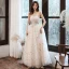 Fashion Champagne Evening Dresses  2020 A-Line / Princess Strapless Beading Star Lace Flower Sleeveless Backless Floor-Length / Long Formal Dresses