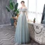 Abordable Bleu Ciel Transparentes Robe De Bal 2020 Princesse Volants Bretelles Spaghetti Appliques Sans Manches Dos Nu Longue Robe De Ceremonie