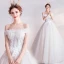 Affordable Ivory Wedding Dresses 2020 Ball Gown Off-The-Shoulder Crystal Lace Flower Appliques Sleeveless Backless Floor-Length / Long