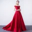 Chic / Belle Bordeaux Robe De Soirée 2018 Princesse En Dentelle Appliques Perlage Paillettes De l'épaule Dos Nu Sans Manches Train De Balayage Robe De Ceremonie
