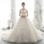 Luxury / Gorgeous Champagne Wedding Dresses 2020 Ball Gown Off-The-Shoulder Beading Rhinestone Sequins Lace Flower Appliques Sleeveless Backless Royal Train