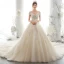 Luxe Champagne Robe De Mariée 2020 Princesse De l'épaule Paillettes Perlage Perle En Dentelle Fleur Appliques Sans Manches Dos Nu Royal Train