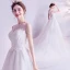 Abordable Ivoire Robe De Mariée 2020 Princesse Encolure Dégagée En Dentelle Fleur Sans Manches Chapel Train