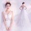 Abordable Blanche Robe De Mariée 2020 Princesse V-Cou En Dentelle Fleur Sans Manches Dos Nu Volants en Cascade Train De Balayage