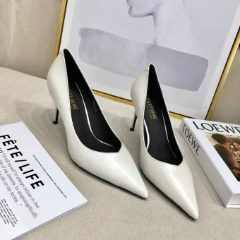 Modest Simple Ivory Office Ol Leather Pumps 2020 7 Cm Stiletto Heels Pointed Toe Pumps