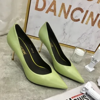 Chic Beautiful Sage Green Casual Leather Pumps 2020 7 Cm Stiletto Heels Pointed Toe Pumps