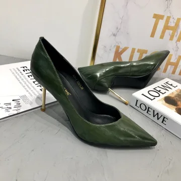 Mooie Prachtige Donkergroen Straatkleding Leer Pumps 2020 Spitse Neus 7 Cm Naaldhakken Stiletto Pumps