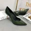 Schöne Dunkelgrün Strassenmode Leder Pumps 2020 Spitzschuh 7 cm Stilettos Pumps