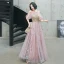 Fashion Blushing Pink Evening Dresses  2020 A-Line / Princess Halter Beading Glitter Sequins Lace Flower Short Sleeve Backless Floor-Length / Long Formal Dresses