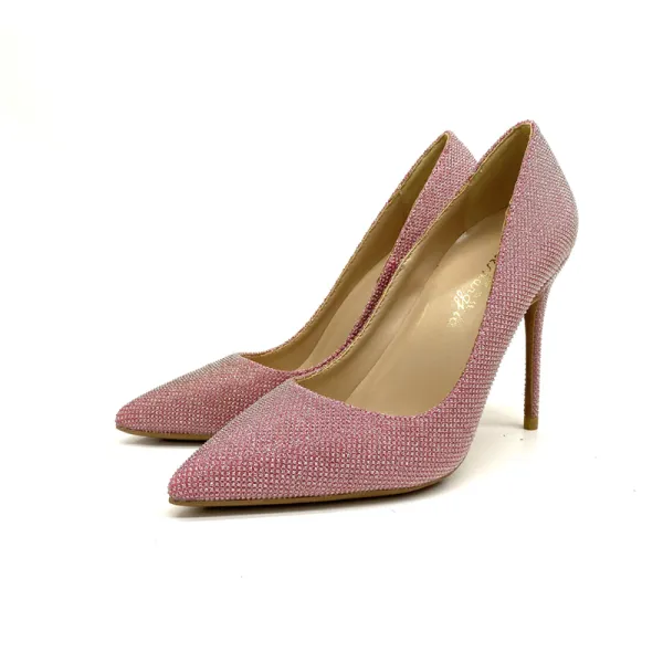 Charming Blushing Pink Cocktail Party Rhinestone Pumps 2020 12 cm Stiletto Heels Pointed Toe Pumps